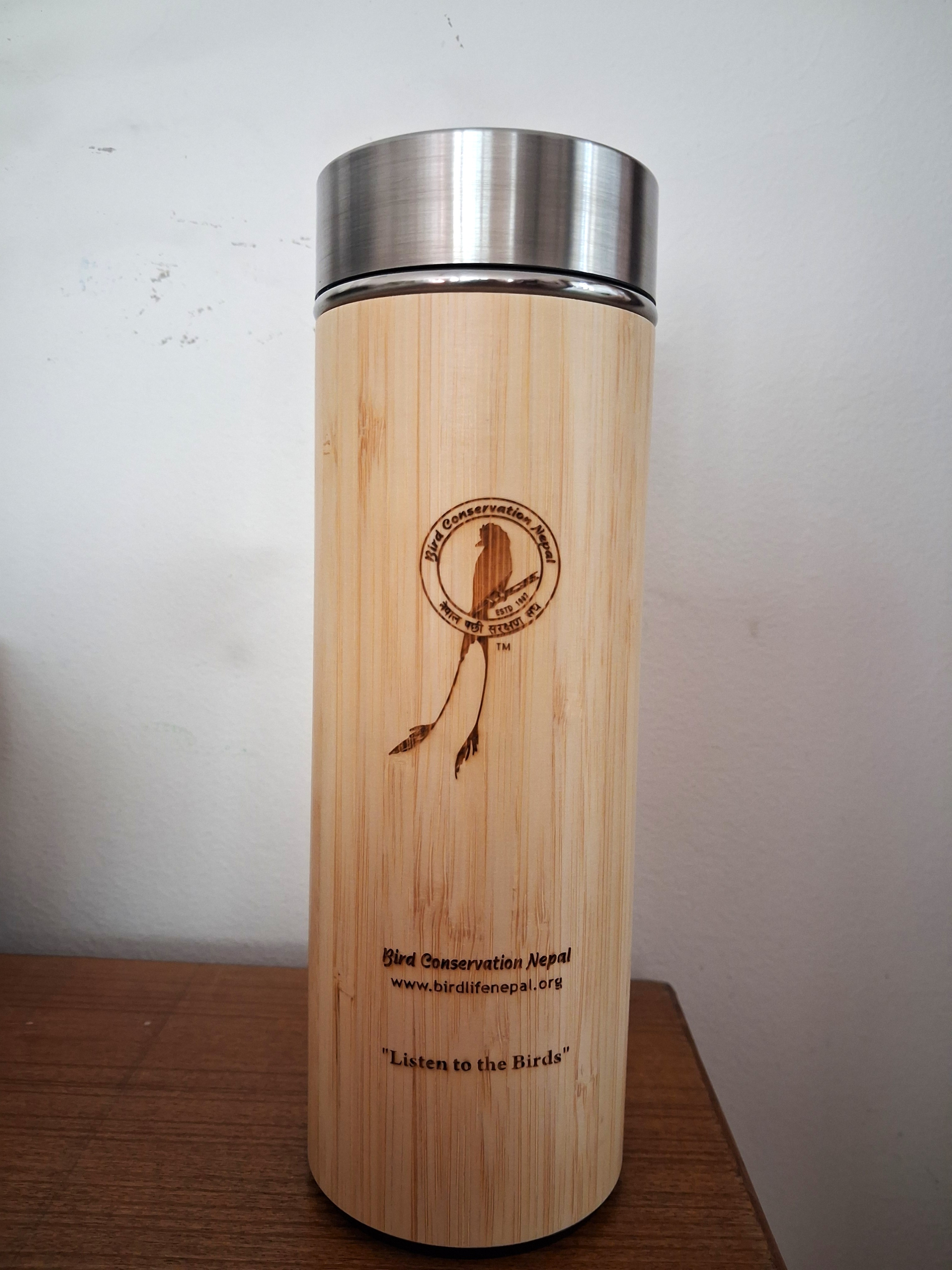 Bamboo Stainless Steel Water Bottle Size: 450 ml